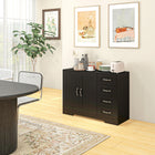 HOMCOM - Buffet moderne 41,3 po L avec 4 tiroirs et 2 portes à panneaux rainurés - noir-Peut être utilisé comme vitrine, buffet ou meuble de rangement pour le couloir 