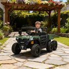 Qaba - Camion électrique pour enfants 24V 4RM avec 6 roues, 2 places et benne basculante - vert-UTV à six roues avec suspension, conquiert l’herbe et la terre pour des aventures tout-terrain palpitantes 