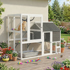 PawHut - Enclos extérieur pour chat Catio, 63 po L grande maison pour chat avec porte à 4 voies-Un cadre en bois de sapin et un toit en PET assurent une sécurité extérieure stable par tous les temps 
