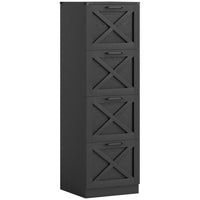 HOMCOM classeur 4 tiroirs pour dossiers lettre/A4 - noir-Présente un style ferme avec des panneaux en X, rehaussant la décoration de votre bureau à domicile 
