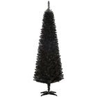 HOMCOM - Sapin de Noël artificiel 6' mince - décoration de fête - noir-La couleur noire crée une atmosphère fraîche, ajoutant la joie de Noël ainsi que le style d'Halloween 