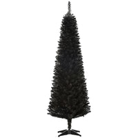 HOMCOM - Sapin de Noël artificiel 6' mince - décoration de fête - noir-La couleur noire crée une atmosphère fraîche, ajoutant la joie de Noël ainsi que le style d'Halloween 