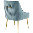 Modway - Discern Dos plissé Velours Performance Rembourré Chaise à manger - Bleu clair-Rembourrage en mousse dense