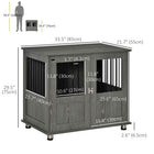 PawHut - Meuble cage pour chien, table d’appoint pour chiens de taille moyenne - gris-Patins de pied réglables pour maintenir l’équilibre 