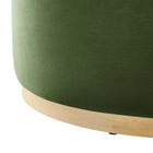 Modway - Tilden Gros velours rond de performance de 38" Rembourré Ottoman - Moss Green Natural-Arrivée entièrement assemblée