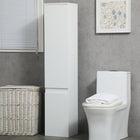 Kleankin - Armoire de rangement de salle de bain mince avec étagères réglables - blanc-Structure en panneau de particules et cadre en MDF pour une durabilité longue durée 