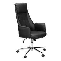 Monarch Specialties - 7344 Chaise de Bureau Ergonomique Aspect Cuir - Noir-Cette chaise de bureau contemporaine est dotée d'un revêtement en similicuir noir doux et élégant, complété par une base en métal chromé, ce qui en fait le complément idéal de tout espace de travail moderne