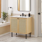 Modway - Chaucer 30" Armoire de toilette de salle de bain (lavabo non inclus) - Chêne-Boutons d’armoire en métal