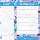 Blueline - 2027 Calendrier sous-main mensuel coloré - 12 mois - de janvier à décembre - 22 po x 17 po - floral - bilingue-Un mois par feuille, un bloc par jour