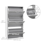 HOMCOM - Armoire à chaussures mince avec 3 tiroirs rabattables pour 12 paires - gris-Conception anti-basculement pour une sécurité accrue 