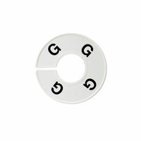 Eddie's -  Rond Les séparateurs de tailles - G - blanc avec impression noire - Paquet de 100-Plastique blanc avec du texte en noir