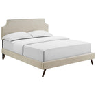 Modway - Corene Tissu Lit à plateforme Queen avec pieds ronds et écartés, Beige-Cadre en bois / panneau en particules