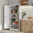 HOMCOM - Armoire de cuisine 6 niveaux avec 4 portes - blanc-2 étagères réglables permettent un rangement facile et organisé pour des objets de différentes tailles 