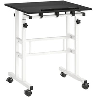 HOMCOM - Bureau mobile debout - 23,6 po L x 23,6 po l x 47,2 po H - noir-La hauteur s'ajuste de 27,8 po à 47,2 po, favorisant une posture de travail assis-debout plus saine