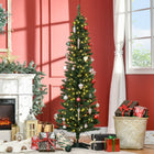 HOMCOM - Arbre de Noël Artificiel Pré-illuminé 6 Pieds Lumières LED Blanc Chaud - Vert-200 lumières LED intégrées directement dans l'arbre offrent un affichage chaleureux 