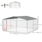 PawHut - Parc pour chien robuste d’extérieur 15,1 pi L x 15,1 pi l x 7,5 pi H-Le toit avec auvent offre une protection contre la pluie et le soleil 