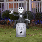 GEMMY - Jack Skellington gonflable d'Halloween sur pierre tombale - 107 cm-Pour usage intérieur et extérieur