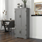 HOMCOM - Armoire de cuisine 48 po avec étagères - gris-4 portes indépendantes sont contrôlées séparément, chacune équipée d'une poignée et de deux charnières 