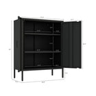 Manhattan Comfort - Buffet d’appoint moderne Naomi 31,5 po - Noir-Comprend 2 étagères réglables
