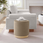 Modway - Tilden Velours rond de performance de 16" Rembourré Ottoman - Taupe Natural-Socle en caoutchouc
