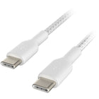 Belkin - Câble tressé USB-C vers USB-C 2.0, 1 mètre, blanc-Chargez et synchronisez un appareil USB-C depuis n'importe quel chargeur ou port USB-C