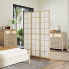 HOMCOM - Paravent autoportant 3 panneaux pour chambre - naturel et blanc-Trois panneaux permettent un pliage fluide et unidirectionnel selon les besoins  
