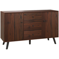 HOMCOM - Armoire de rangement de cuisine 50 po L - brun rustique-Grand espace de rangement avec deux armoires fermées et trois tiroirs coulissants pour stocker les fournitures quotidiennes 