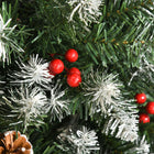 HOMCOM - Sapin de Noël floqué avec baies rouges - pommes de pin - vert-Les branches ignifuges assurent la tranquillité d'esprit 