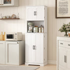 HOMCOM - Armoire de garde-manger haute 71,5 po avec porte-épices - blanc-Couleur : Blanc 