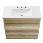 Modway - Render 36" Faux travertin Meuble de salle de bain avec lavabo - Blanc-Assemblée requise