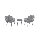 Manhattan Comfort - Ensemble moderne de patio Cannes pour 2 personnes avec table d’appoint - Gris - Lot de 3-Ensemble de patio moderne 3 pièces avec 2 fauteuils et 1 table d’appoint