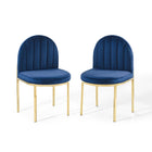 Modway - Isla Performance Velvet Fauteuil d’appoint de salle à manger Ensemble de 2 - Marine d’or-Fauteuil à manger Glam Deco