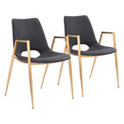 Zuo - Desi Chaise de salle à manger - Noir/Or - Ensemble de 2-Assemblage requis