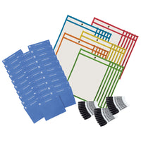 Charles Leonard Kit de 90 pièces pour tableau blanc effaçable à sec : pochettes, chiffons et marqueurs, format poche avec pointe ogive, noir.-Ce kit scolaire pratique contient tout ce dont vous avez besoin : des pochettes effaçables à sec résistantes, des marqueurs et des chiffons multi-usages.