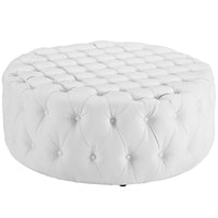 Modway - Amour Vinyle rembourré Ottoman - Blanc-Ottoman rond luxueux