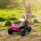 Qaba - Voiture électrique pour enfants 12V avec télécommande, suspension à ressorts - rose-Suspension à ressorts sur les quatre roues pour une conduite en douceur 