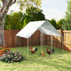 PawHut - grande cage à poules galvanisée, enclos à marcher - 6,6 pi x 6,6 pi x 6,6 pi-La couverture incluse offre de l’ombre pendant les journées ensoleillées 
