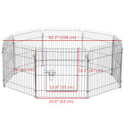 PawHut - Parc à chiens 8 panneaux pour intérieur et extérieur - 24 po H-Porte à double verrouillage pour une entrée/sortie pratique et une sécurité optimale