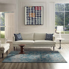 Modway - Cynara Médaillon vintage floral vieilli Tapis de 5 pi l x 8 pi L - Bleu argenté, sarcelle et beige-Protéger les planchers de la circulation ou des meubles