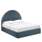 Modway - Solana Arqué Performance Velvet Lit de plateforme complet, Cadet Blue-Assemblée requise