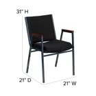 Flash Furniture – Chaise empilable robuste à revêtement noir à motifs et rembourrage de 3 po Hercules, avec accoudoirs, 4/pqt-Les bras à la cerise