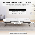 MotionGrey - Lit d’appoint portable pliable  avec matelas et roulettes verrouillables - une place - Noir-Cadre pliable noir adapté aux chambres d’amis, pièces polyvalentes et besoins de couchage temporaire