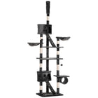 PawHut - Arbre à chat géant 94 po-102 po, tour haute plafond, gris-Hauteur réglable (94,5 po à 102,4 po) pour la sécurité 