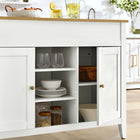 Modway - Garland 3 pièces Îlot de cuisine et ensemble de tabouret, Chêne Blanc-Coussinets de pied non marqués