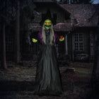 HOMCOM - Halloween Vieille Sorcière Animatronique avec Yeux Lumineux-S'active automatiquement au toucher ou par des sons forts 