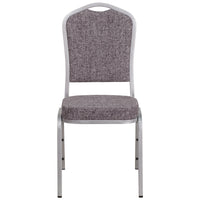 Chaise de banquet HERCULES empilable, dossier couronne, tissu à chevrons, siège épais 2 1/2 po, cadre argenté (FD-C01-S-12-GG)-Chaise de banquet multi-usages