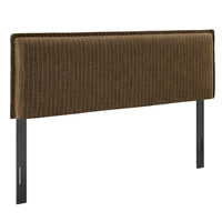 Modway - Camille Mélange de lin rembourré Tête de lit King Size - Bande de Terre-Mélange de lin tissé avec motif à rayures fines