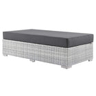 Modway - Convene Terrasse extérieure Ottoman rectangulaire in Charbon gris clair-Tissage en rotin synthétique