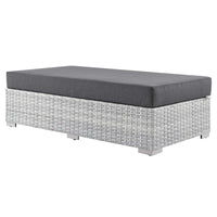 Modway - Convene Terrasse extérieure Ottoman rectangulaire in Charbon gris clair-Tissage en rotin synthétique