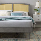 Modway - Sierra Canne et bois Lit plateforme Queen avec pieds angulaires, Gris-Système de soutien en lattes de bois
